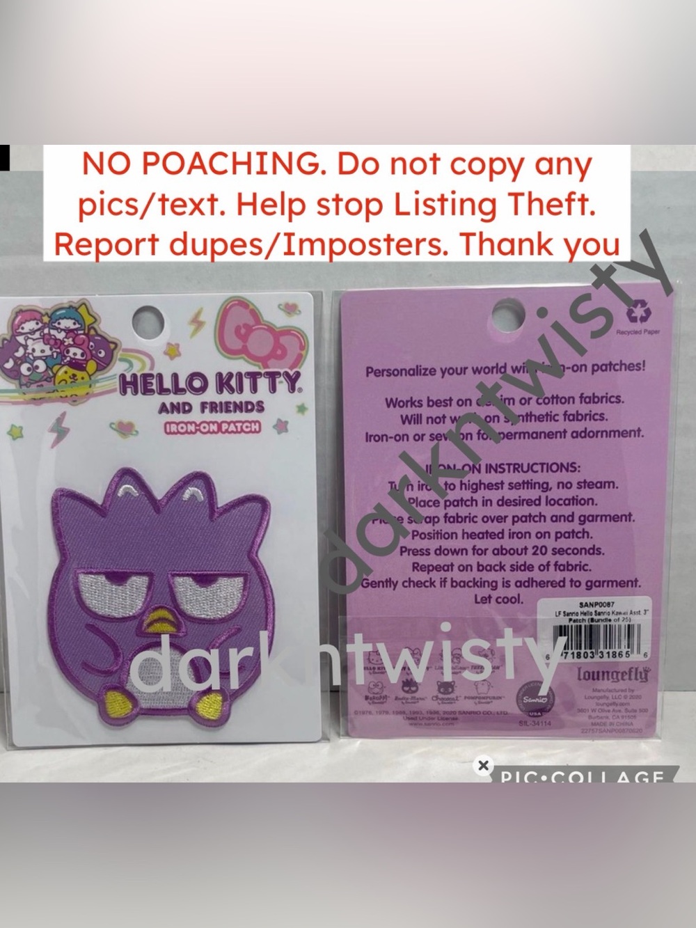 **COULD BE FREE**IRON ON PATCH 5/$40 Loungefly Sanrio Hello  Badtz-Maru
